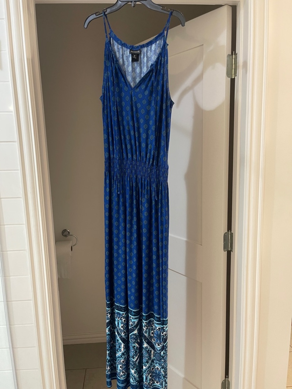 Enfocus Studio Blue Printed Sleeveless Maxi Dress